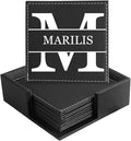 Custom Coasters Set of 6, Personalized Leather Coasters by XINYIMAI