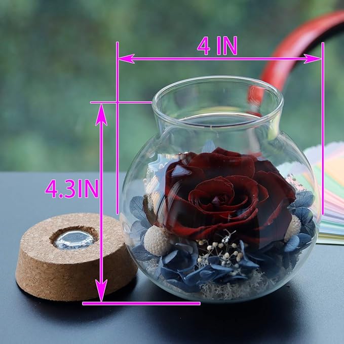 Preserved Real Roses with Colorful Mood Light Wishing Bottle, Eternal - Image 2