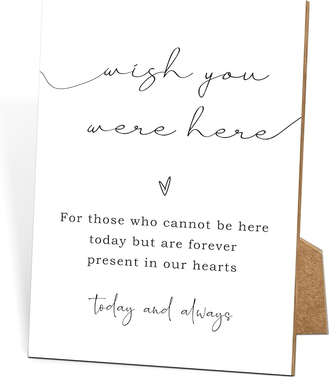Wish You Were Here, Wedding Memorial Sign, 8x11 White Minimalist Style Memorial by TCJIU