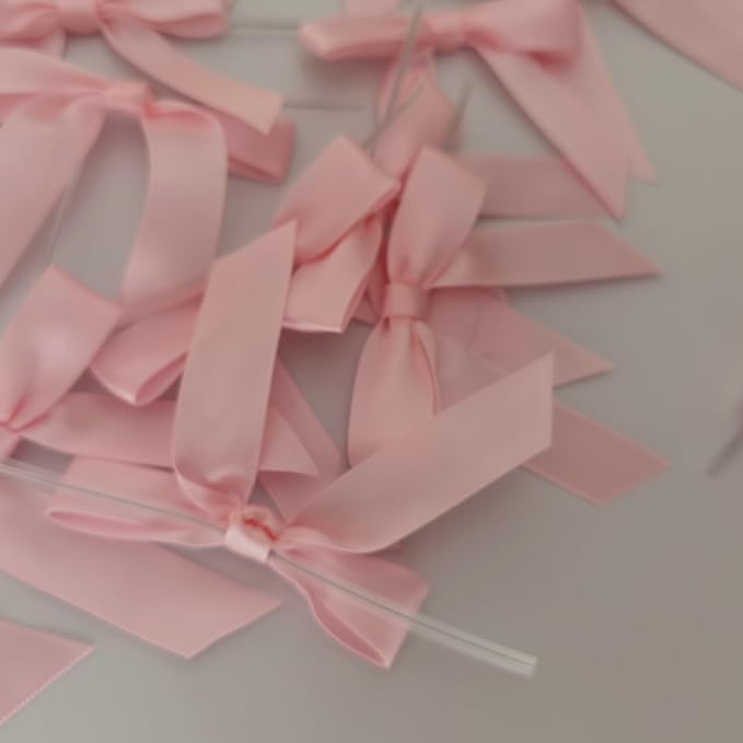 50pcs 2.5" Light Pink Polyester Satin Ribbon Bows - Image 8