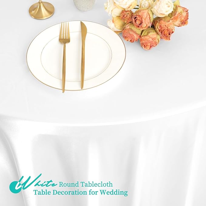 12 Pack 108 Inch White Satin Tablecloth - Image 5