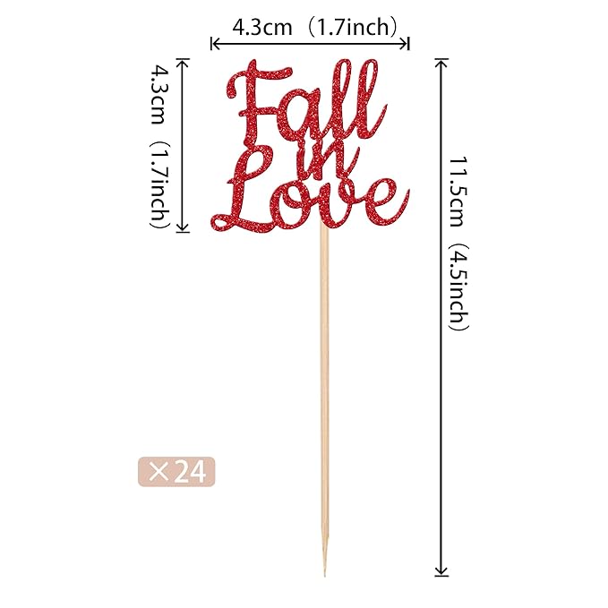 24 PCS Fall in Love Cupcake Toppers Glitter Fall Theme Party Cupcake Picks - Image 2
