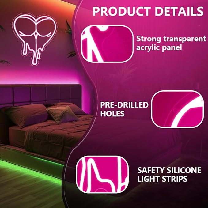 Pink Peach Neon Sign, Lady LED Light Sign - Image 5