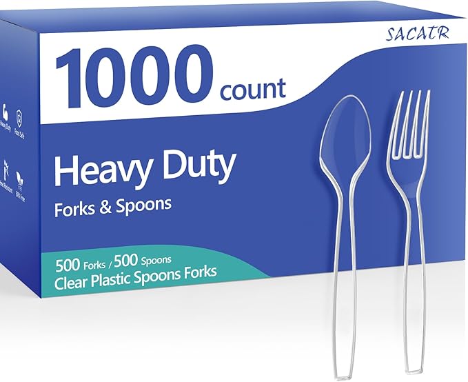1000 Count Plastic Silverware Heavy Duty by SACATR