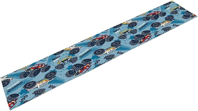 Monster Truck Table Runner, for Kids Boys Cool Colorful Cartoon Blue Cars - Image 7