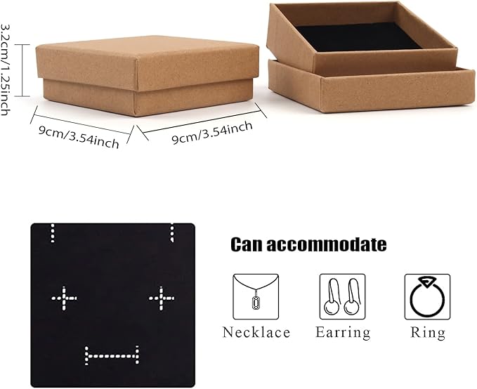 Gift Box Necklace Earring Ring Box Gift Box, 12 Pieces Square Cardboard Jewelry - Image 2