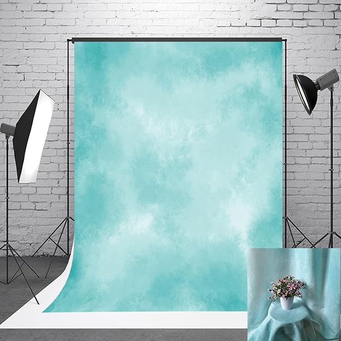 10x10ft Aqua Abstract Solid Photography Backdrops Gradient Portrait Photo Booth by HMTFOTO