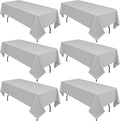 6 Pack Light Grey Rectangular Tablecloths, 60 x 126 Inch, Polyester/Fabric by REWOMC