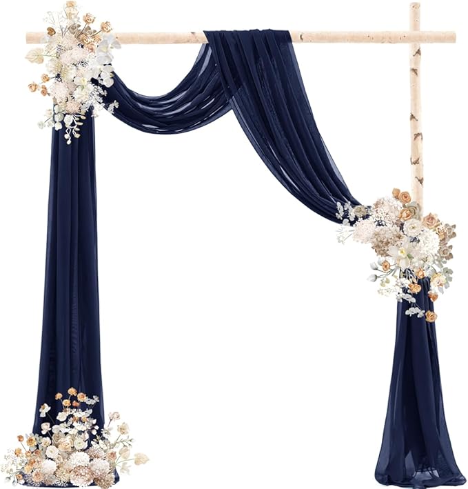 Navy Blue Wedding Arch Draping Fabric 4 Panels 29" x 20 FT Navy Wedding Drapes - Image 2
