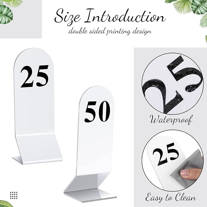 Remerry 50 Pcs Table Numbers 1-50 Acrylic Double Sided Number Cards Acrylic - Image 3