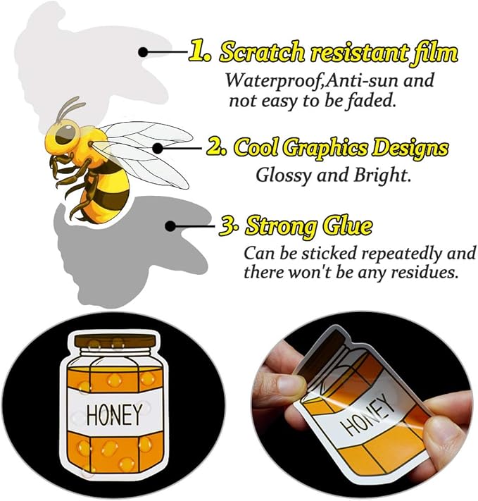 QTL Stickers for Kids Bee Stickers Laptop Stickers for Teens Girls Boys Honey - Image 4