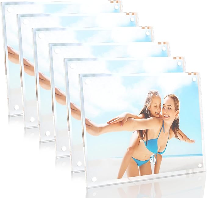 HELPLEX Picture Frames, 6 Pack 8x10 inch Acrylic Picture Frame Clear 8 x 10 by HELPLEX