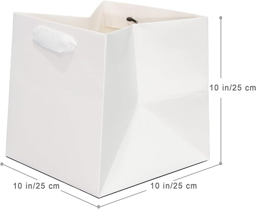 10 in Square Gift Box Large White Paper Gift Bag Square Bottom Paper Bags - Image 2