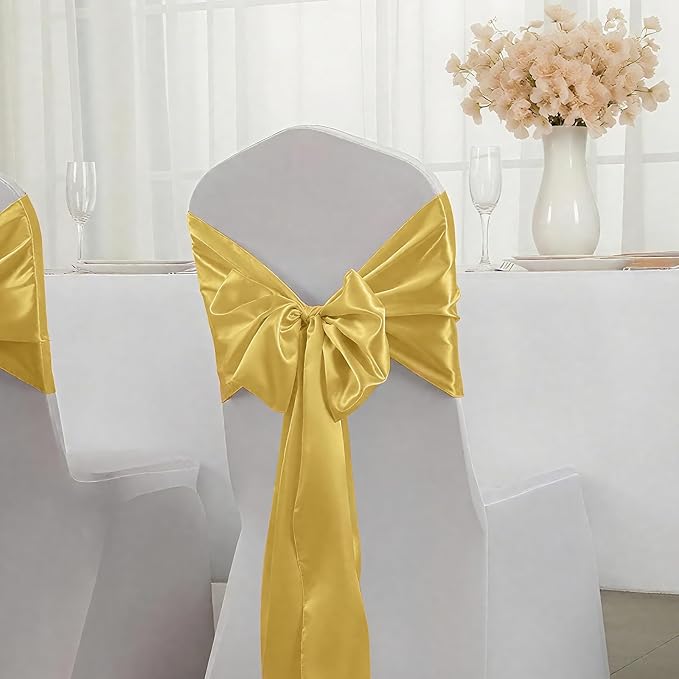 SHEJIZE 20 Pack Light Gold Satin Table Runner 12x108 Inches Long, Bright Silky - Image 6