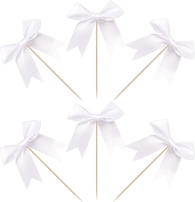 24 PCS Bow Cupcake Toppers Bowknot Cake Toppers Bow Cupcake Picks Bowknot - Image 3