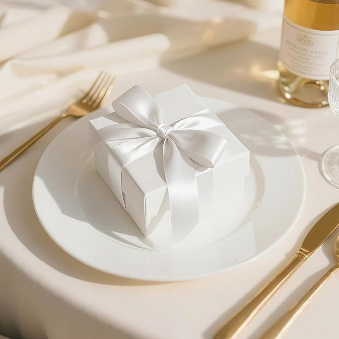 Double Face White Satin Ribbon 1-1/2 inch X 25 Yards Polyester White Ribbon - Image 3