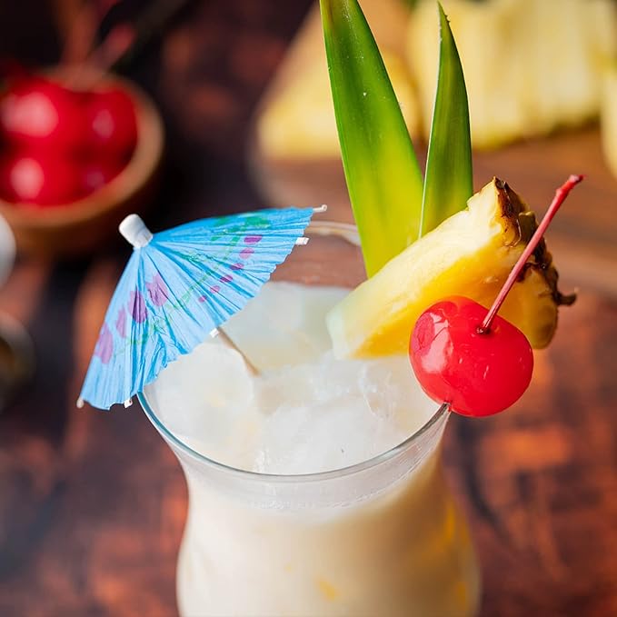 BLUE TOP Umbrella Parasol Cocktail Picks &Cocktail Straws Set- Umbrella Drink - Image 3