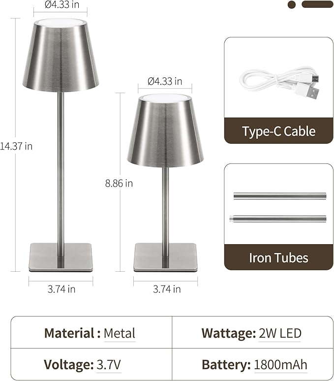 UME 3 Pack Cordless Table Lamp, Battery Operated Lamp - Image 6