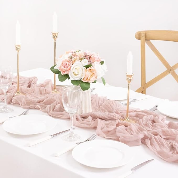 12Pcs Rubber Powder Cheesecloth Table Runner 120 Inch10FT Dust Powder Rustic - Image 5