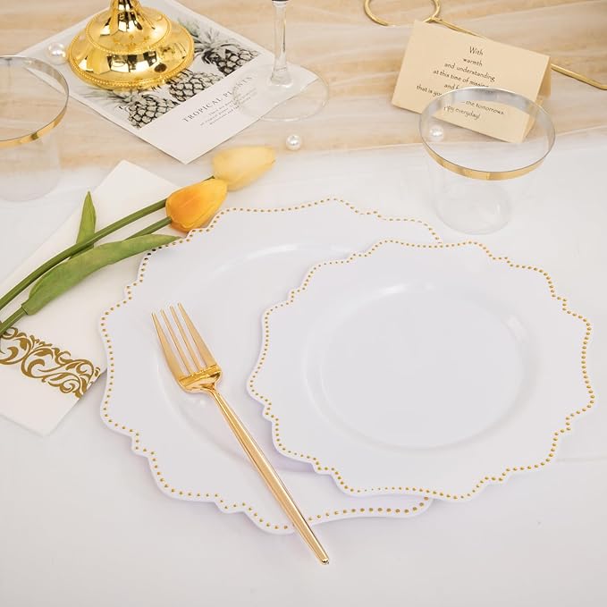 COLOSUS 175pcs Plastic Party Plates Disposable Plastic Dinnerware set. 25guests - Image 5