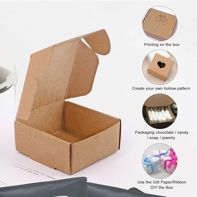 Sdootjewelry Mini Cardboard Boxes, 2.16"x 2.16" x 0.98" Mini Boxes, Jewelry - Image 3