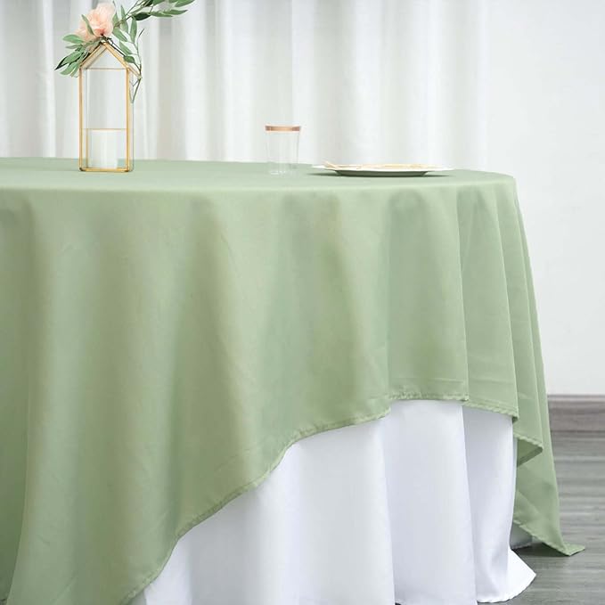 Efavormart 90" Sage Green Wholesale Linens Polyester Square Linen Tablecloth - Image 2