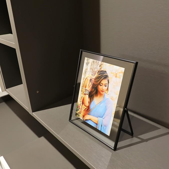 Black Floating Frame, For Picture 7x9, Tabletop Shelf Photo Frame, For Father - Image 5