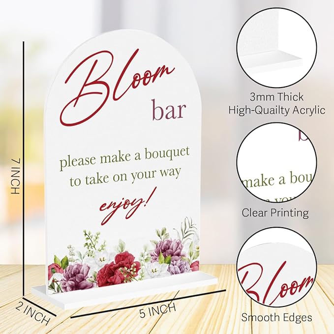 Bloom Flower Bar Sign for Wedding Bridal Shower Bouquet Bar Decor Sign Stuff - Image 2
