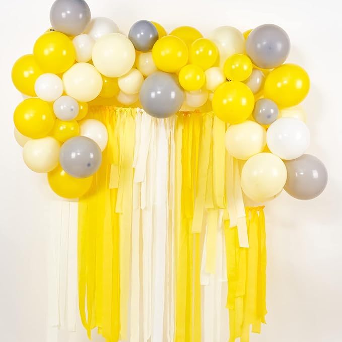 PartyWoo Light Yellow Crepe Paper Streamers 4pcs 328ft Pack of Pastel Pale - Image 2