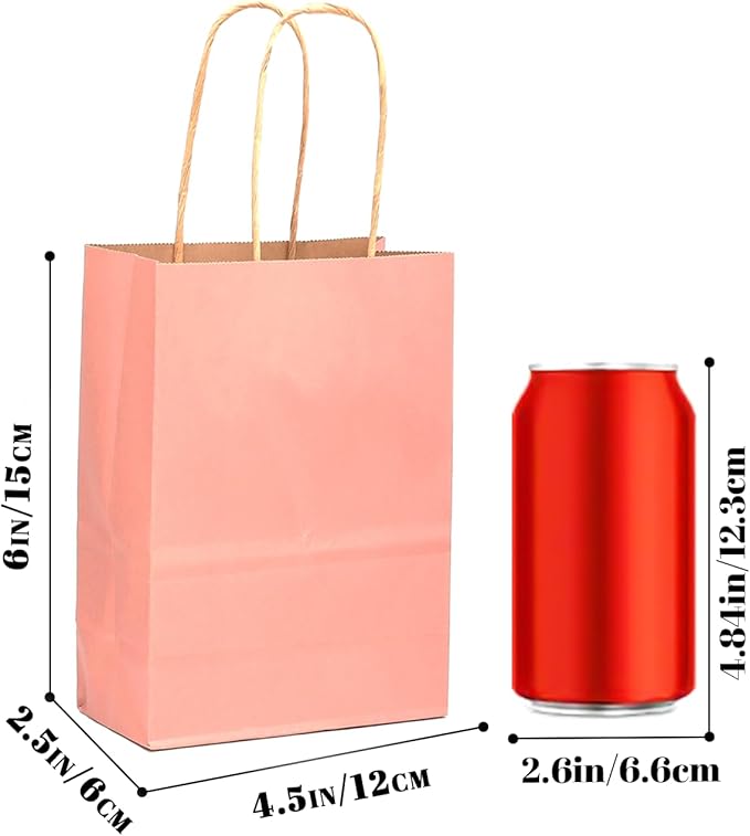 qiqee 24 Pcs Bright Pink Mini Paper Gift Bags - Image 4