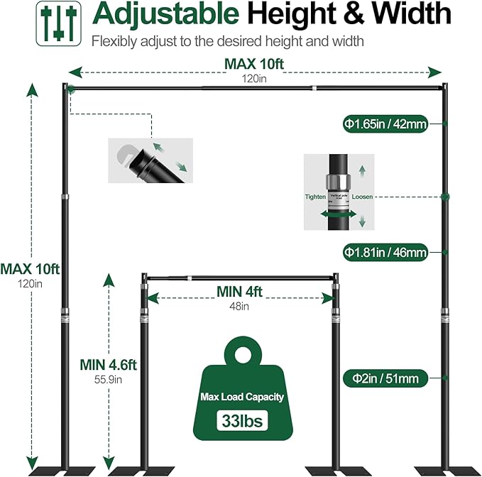 FUDESY Pipe and Drape Backdrop Stand Kit, 10x10ft Heavy Duty Backdrop Stand - Image 2