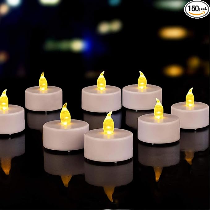 Nancia 150PACK Flameless LED Tea Lights, Warm Yellow, 200 Hours Battery-Powered by NanciaFlamelesscandles
