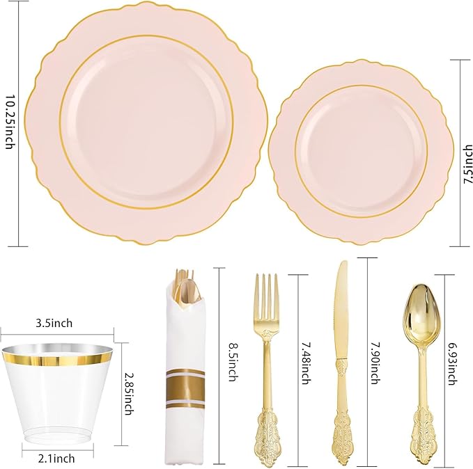 Liacere 350PCS Pink Plates Disposable - Image 3