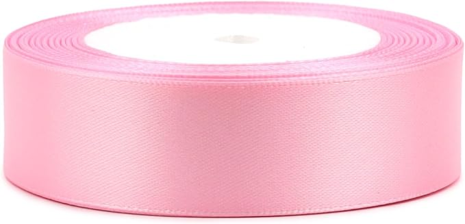 Pink Solid Satin Ribbon 1 Inch 25 Yards Solid Polyester Fabric Ribbon - Image 3