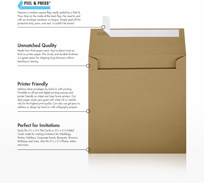 LUXPaper Square Invitation Envelopes | Peel & Press | 5 3/4" x 5 3/4" | Grocery - Image 9