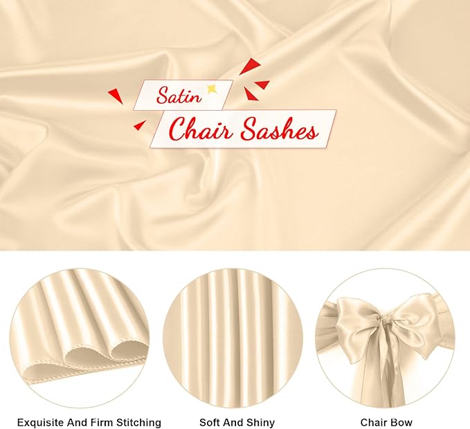 10 PCS Satin Chair Sashes Bows Universal Chair Ribbon Ties Back Sash - Image 3