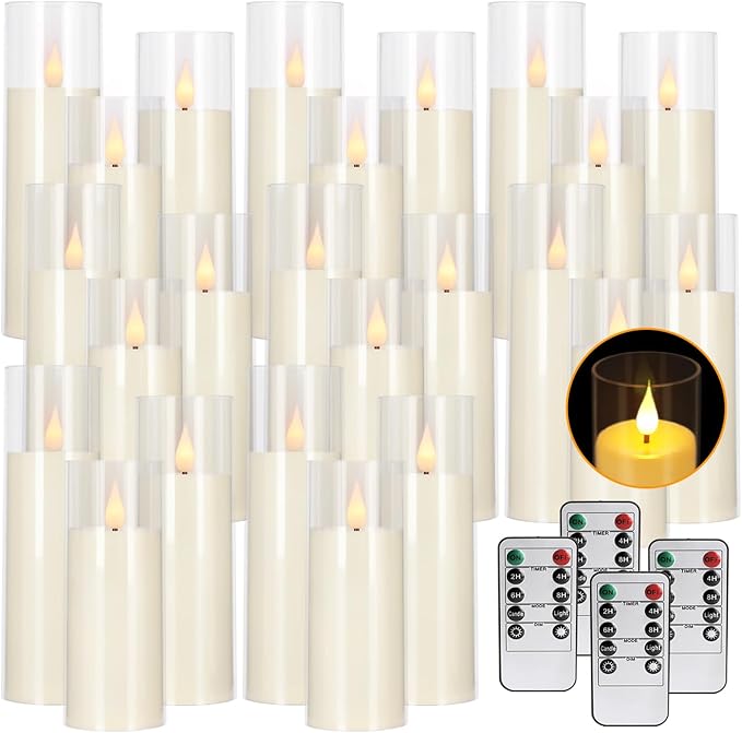 24-Pack Acrylic LED Flameless Pillar Candles - Image 2