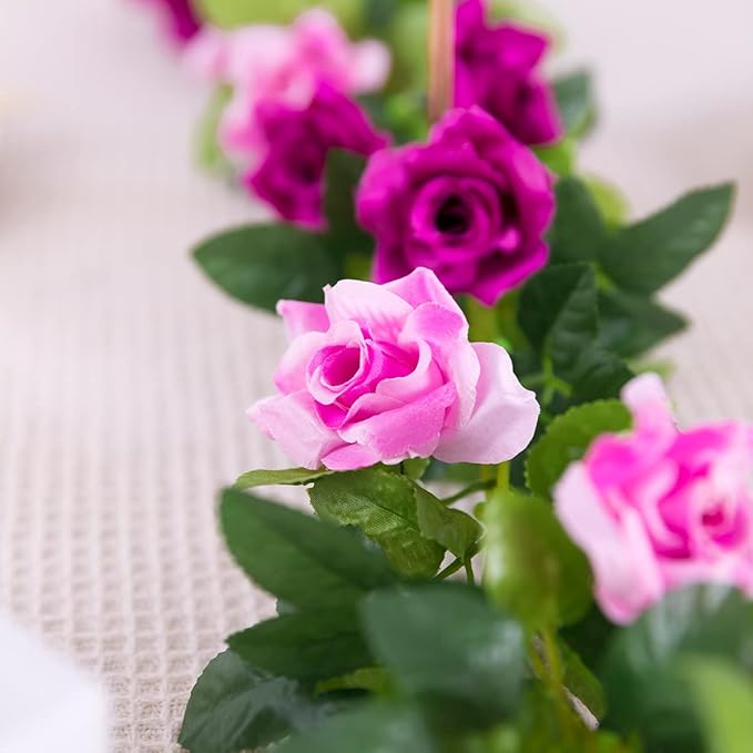 Kisflower 3PCS/23.7FT Artificial Rose Flower Garland, Fake Vines Silk Floral - Image 4