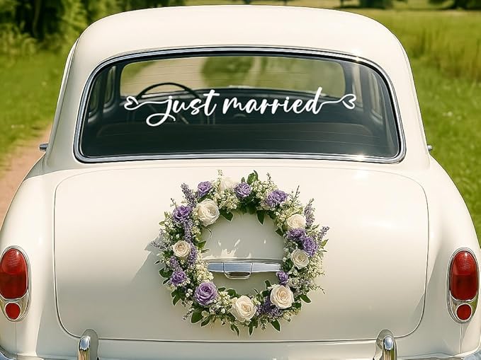 Just Married Car Decal – Wedding Bumper Sticker - Image 5
