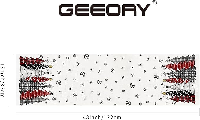 GEEORY Christmas Table Runner 13x48 Inch, Xmas Tees Snowflakes Holiday - Image 3