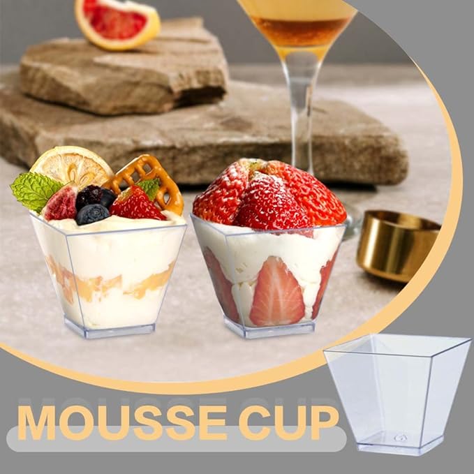 Oomcu 100 Pack 2oz Small Square Clear Plastic Dessert Cups – Mini Disposable - Image 5