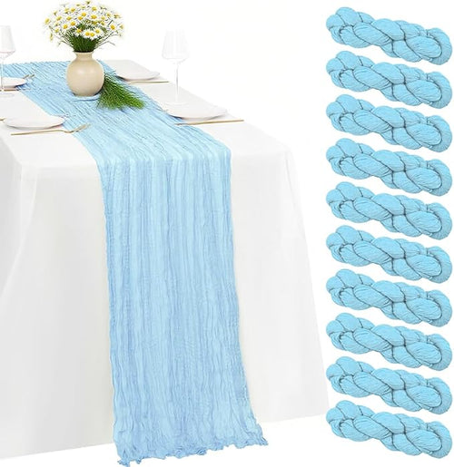 10 Pack Baby Blue Cheesecloth Table Runner -21*120Inch Long Boho Wedding Table by MIRRASMIRROR