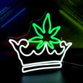 Leaf Crown Neon Signs for Wall Decor Green White LED Neon Sign for Room Neon by HSJNJKFUNEONSIGN