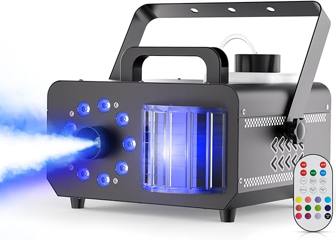 Fog Machine with 9 RGBW LED Lights, 1200W Professional Smoke Machine, 1L Tank by Oloaxolx