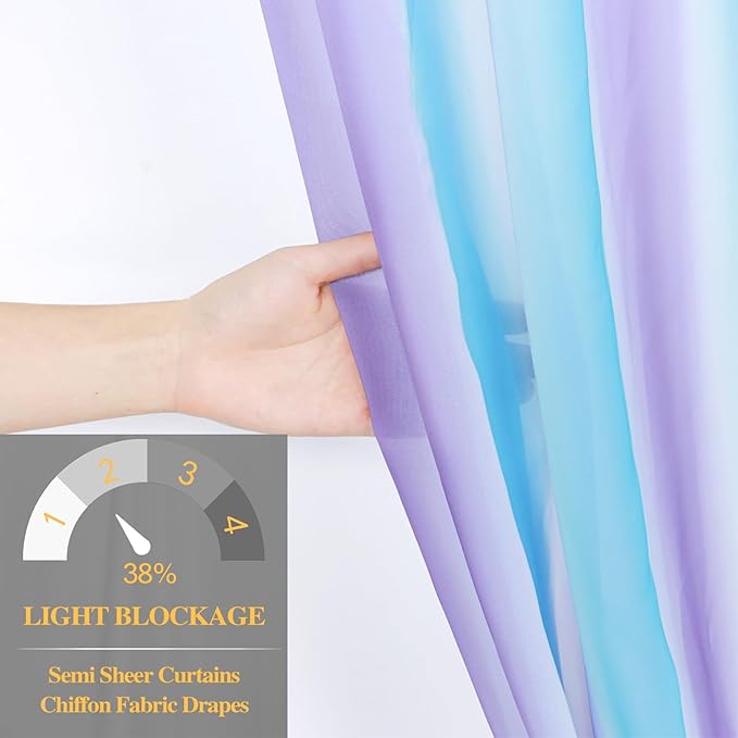 DUOBAO 2-Pack Mermaid-Inspired Chiffon Curtain Panels - Image 2
