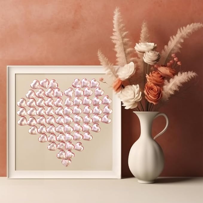 200 Pcs Pink Acrylic Heart Shaped Crystals, 0.9 Inch Heart Crystal Rhinestones - Image 5