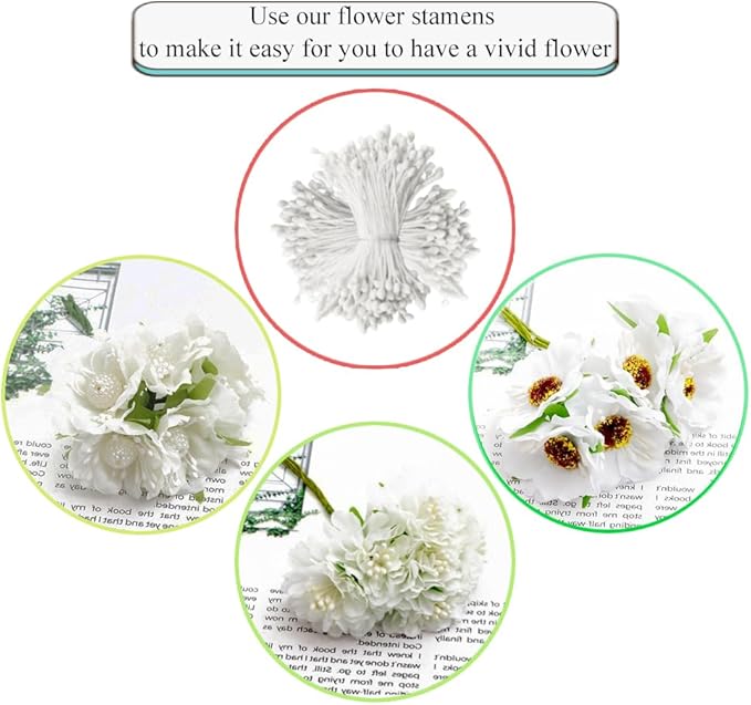 HAHIYO 700Pcs 3mm White Matte Double Head Flower Stamen Pistil - Image 4