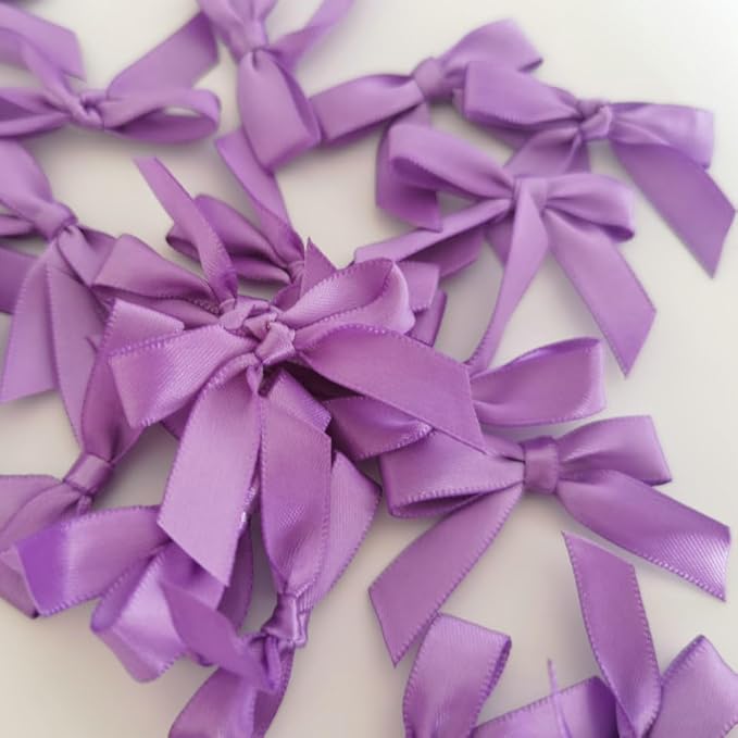 50pcs 1-1/2" Purple Satin Ribbon Bows Without Twist Ties Mini Ribbon Bows - Image 8
