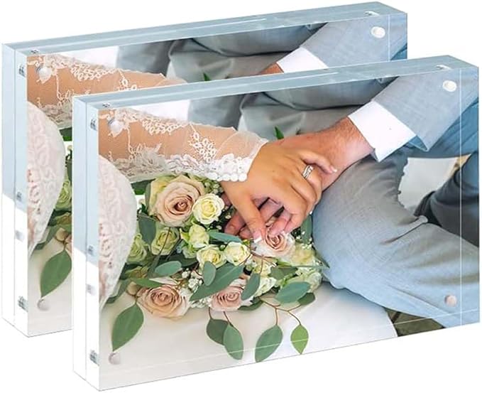 Small Acrylic Picture Frame 2.5x3.5 Clear Double Sided Magnetic Photo Frames by IEEDFJKK