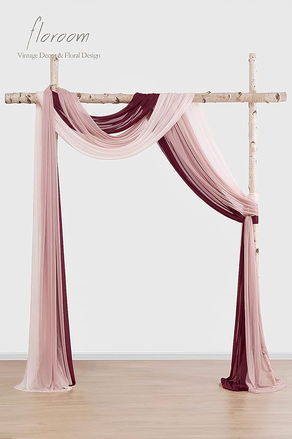 Floroom Wedding Arch Draping Fabric 3 Panels 20Ft Chiffon Fabric Drapes Arbor - Image 2